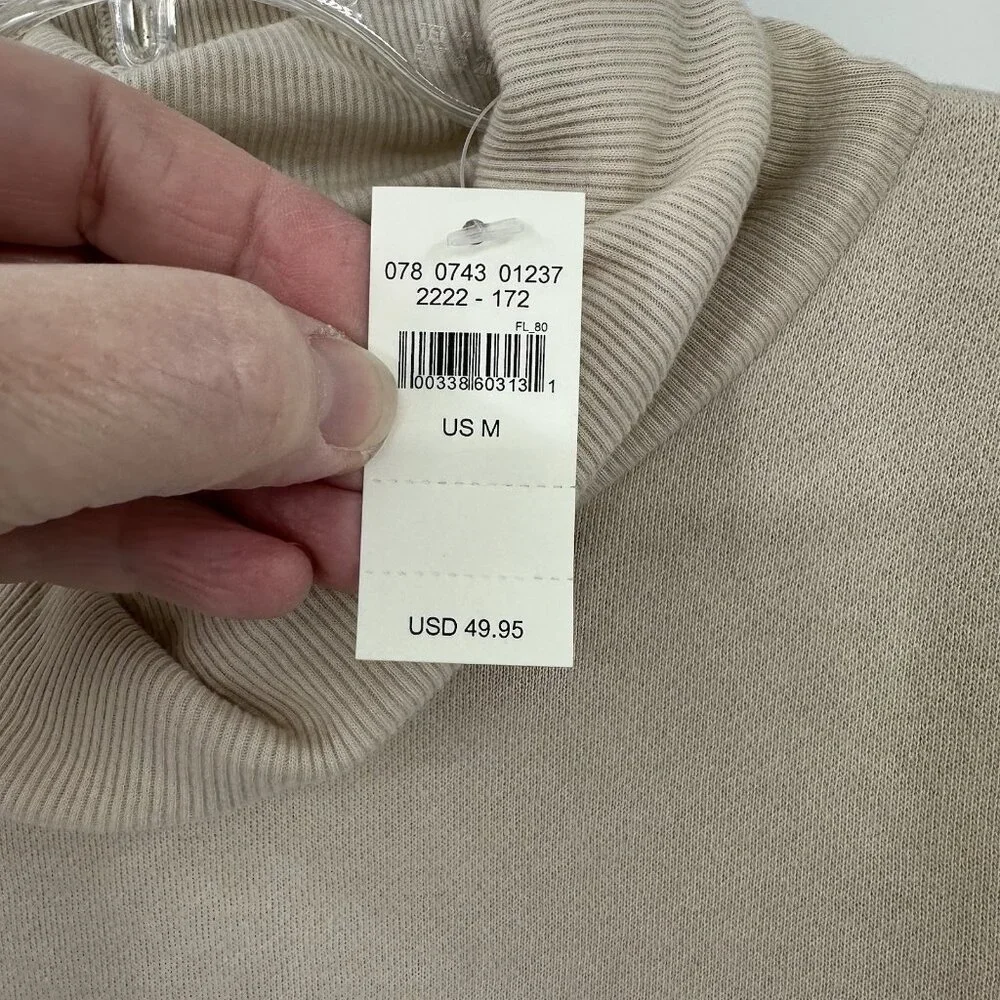 NEW AERIE turtleneck sweater pullover long sleeve sweatshirt beige oversized M - Picture 7 of 9